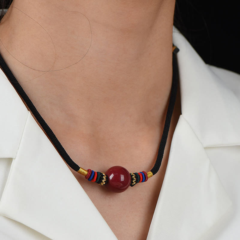 Zinnober Glücksperlen Schutzkette