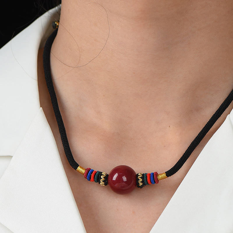 Zinnober Glücksperlen Schutzkette