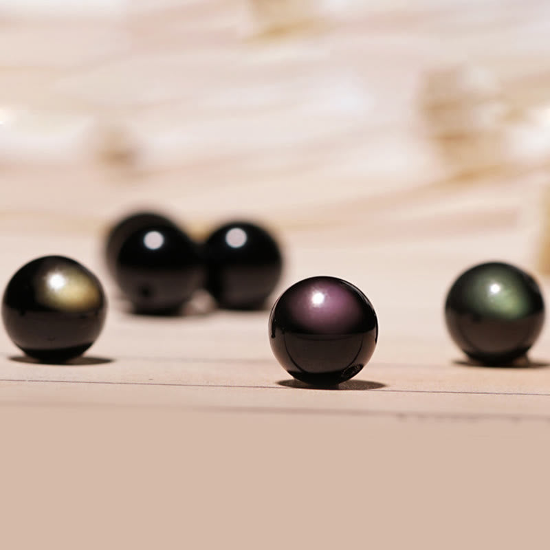 8 mm schwarzes Obsidian-Lotus-Charm-Stärkearmband