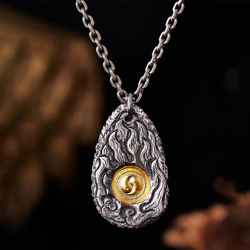 999 Sterling Silver and Gold Yin Yang Necklace for Balance