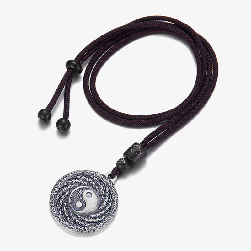 999 Sterling Silver Yin Yang Bagua Necklace for Balance & Protection