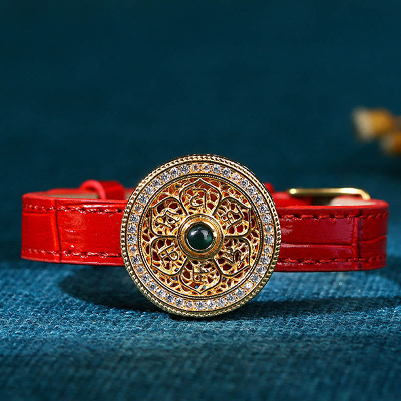 Six True Words Jade-Schutz-Lederarmband, 15–22 cm