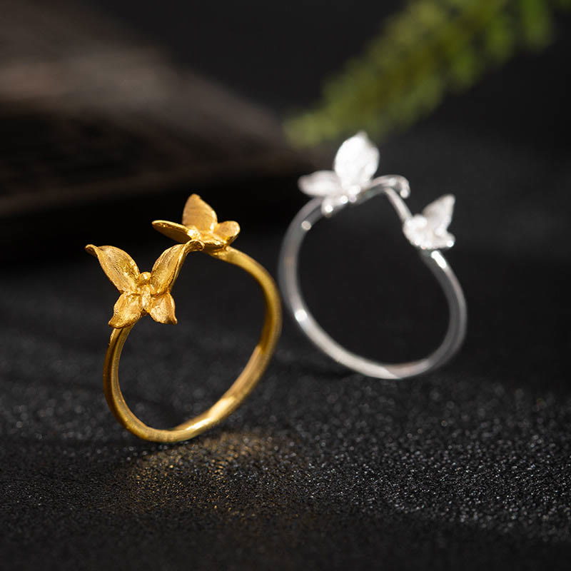 925 Sterling Silber Schmetterlings-Liebesring für spirituelles Gleichgewicht