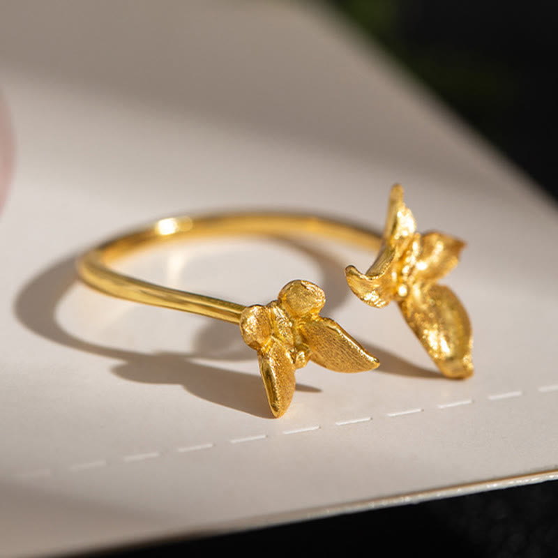 925 Sterling Silber Schmetterlings-Liebesring für spirituelles Gleichgewicht