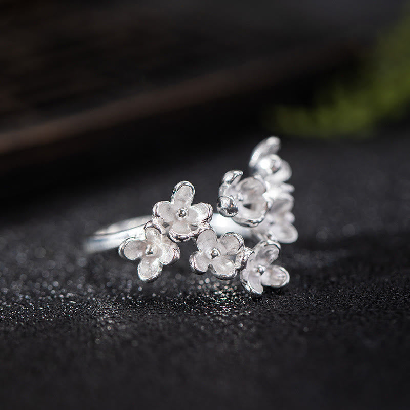 Verstellbarer spiritueller Osmanthus-Duftring aus Sterlingsilber für Damen