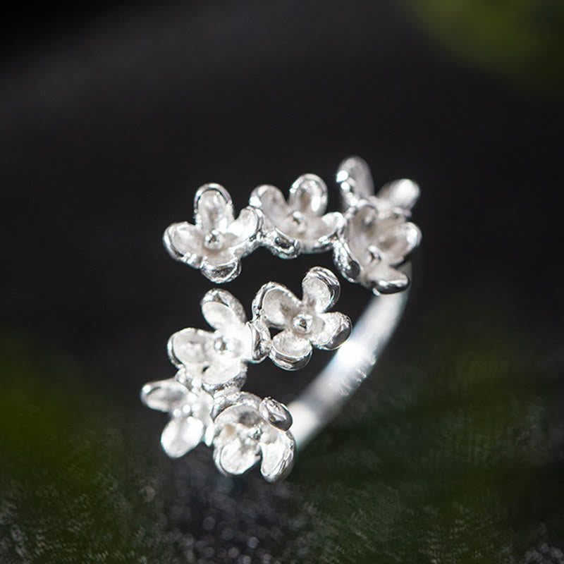 Verstellbarer spiritueller Osmanthus-Duftring aus Sterlingsilber für Damen