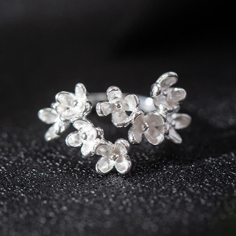 Verstellbarer spiritueller Osmanthus-Duftring aus Sterlingsilber für Damen