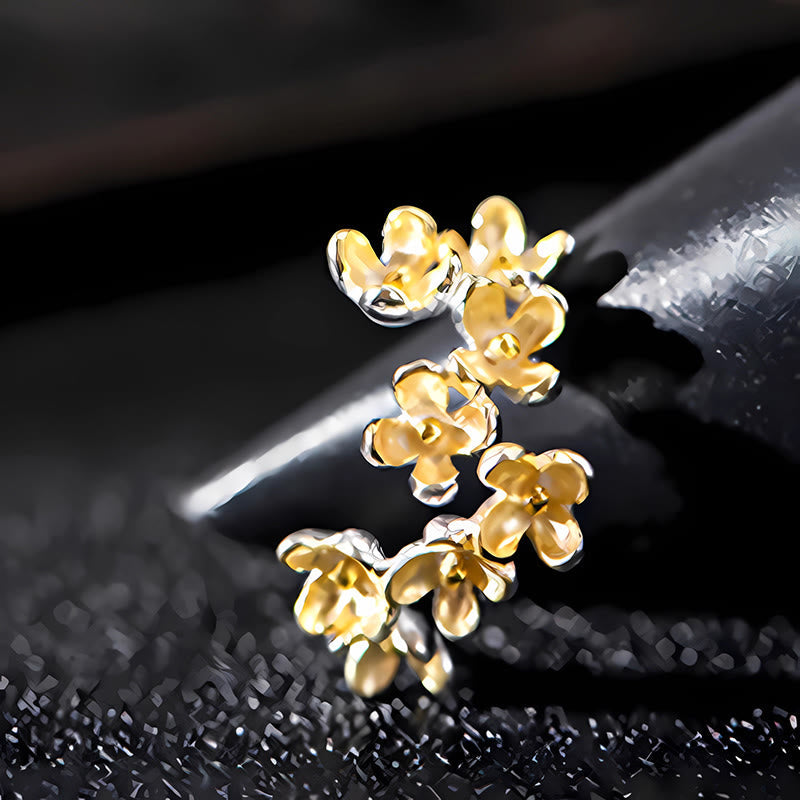 Verstellbarer spiritueller Osmanthus-Duftring aus Sterlingsilber für Damen