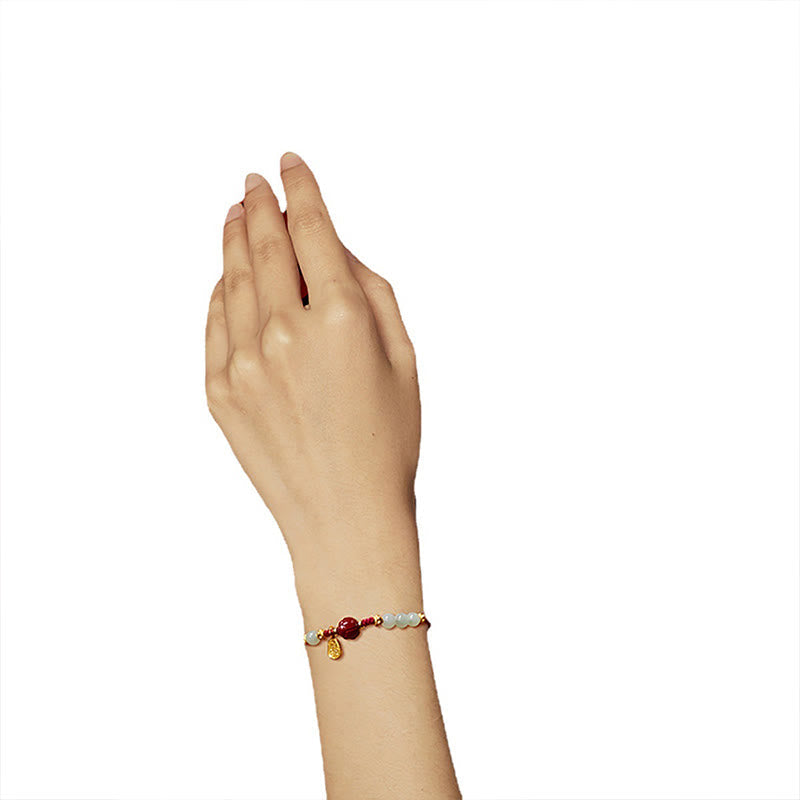 Jade-Zinnober-Fu-Charakter-Glücksarmband 15-19 cm