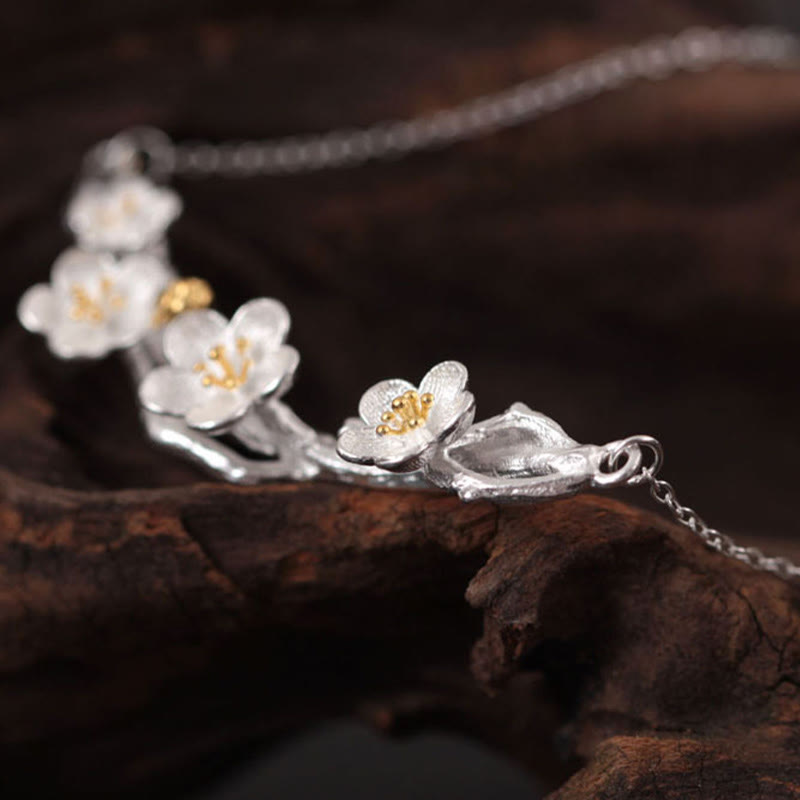Schutzkette aus Pflaumenblüten-Sterlingsilber