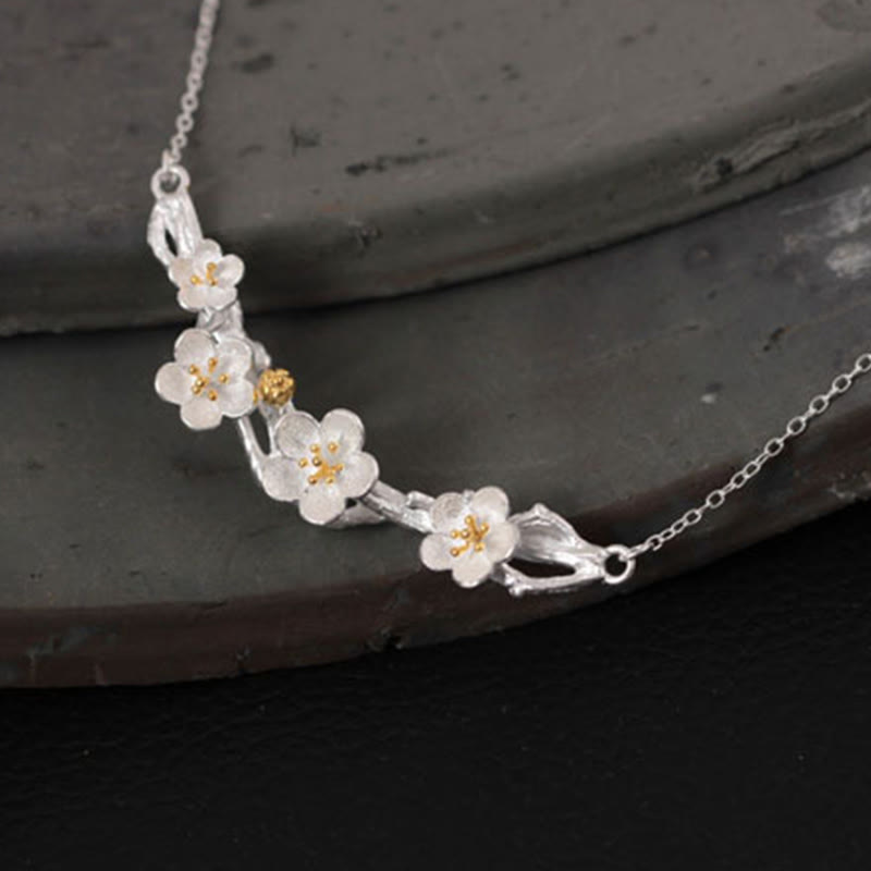 Schutzkette aus Pflaumenblüten-Sterlingsilber
