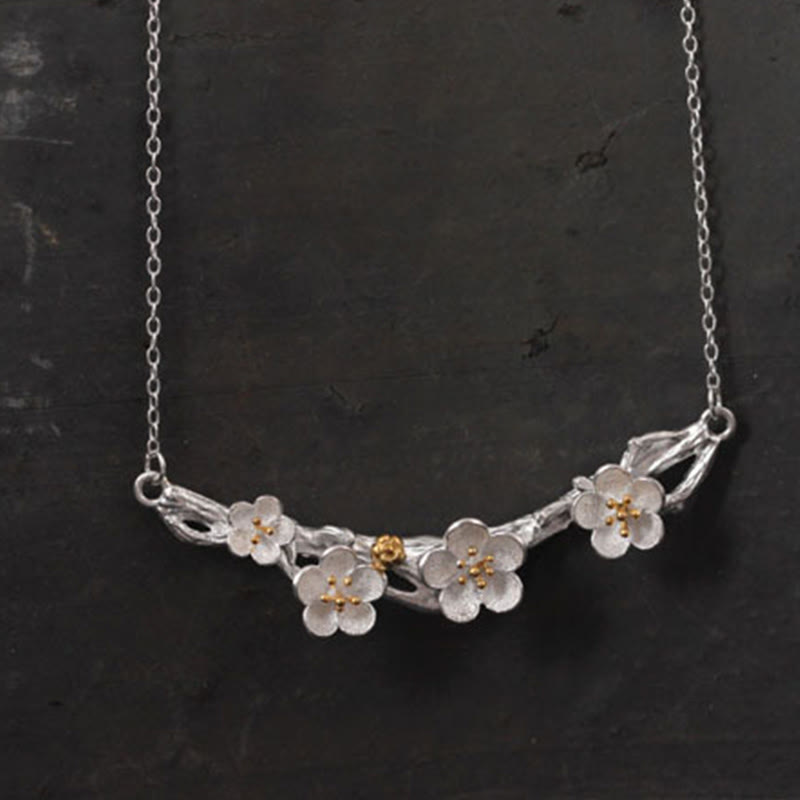 Schutzkette aus Pflaumenblüten-Sterlingsilber