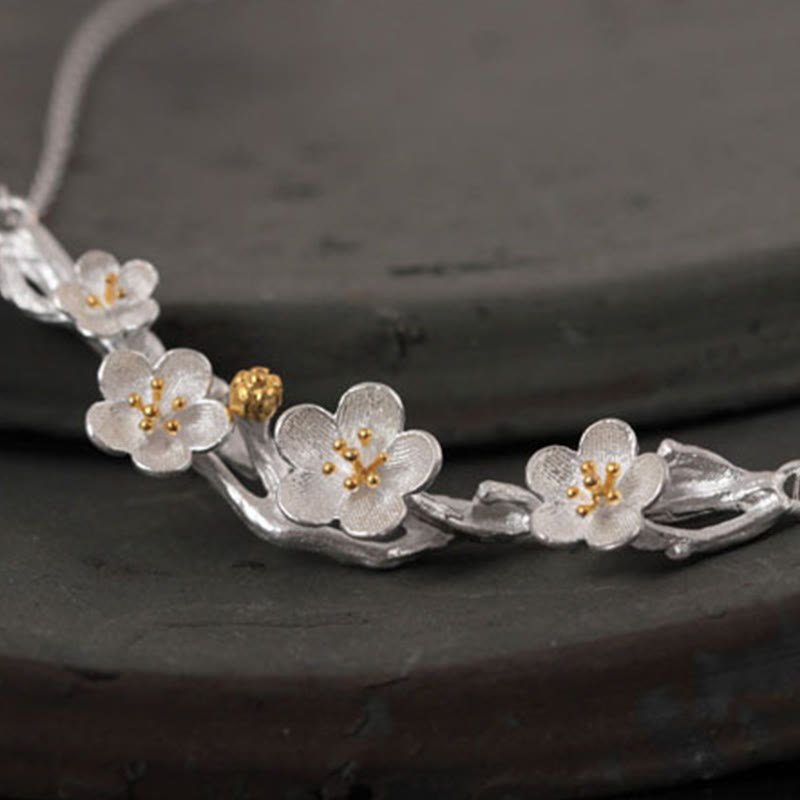 Schutzkette aus Pflaumenblüten-Sterlingsilber
