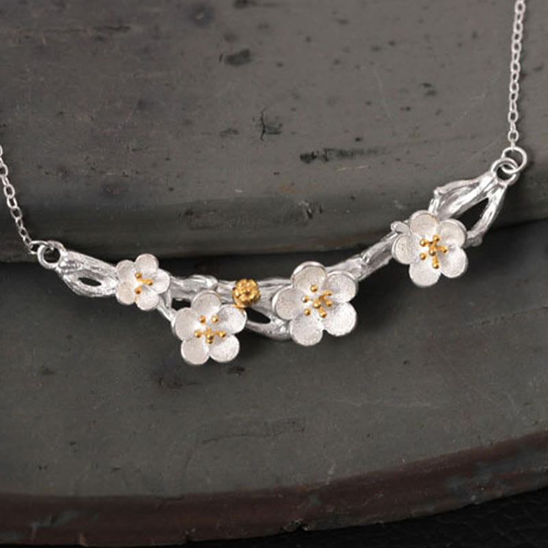 Schutzkette aus Pflaumenblüten-Sterlingsilber