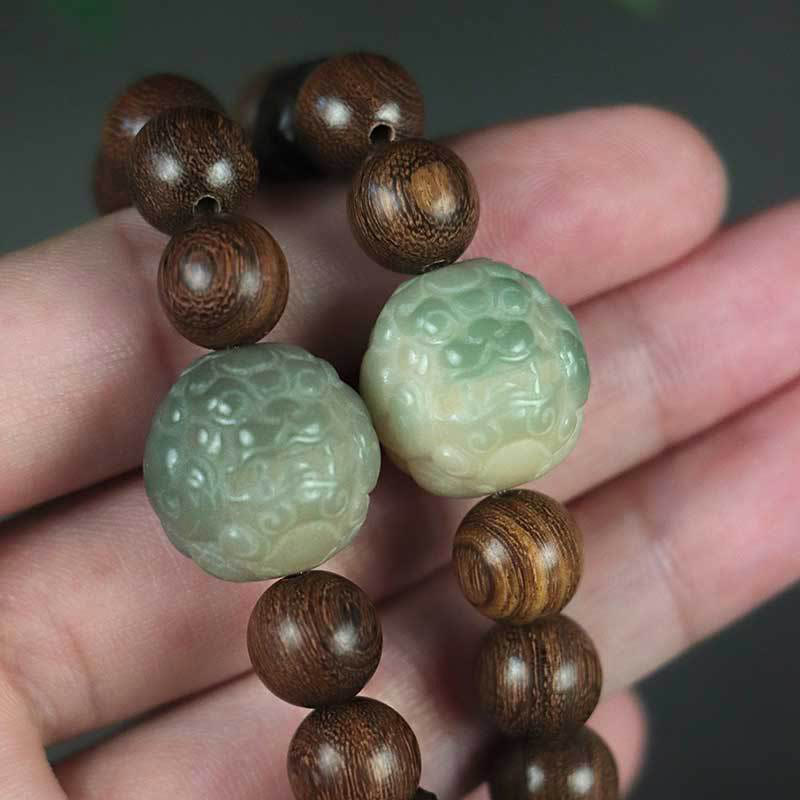 Pixiu-Armband mit Sandelholz und Bodhi-Samen zum Schutz