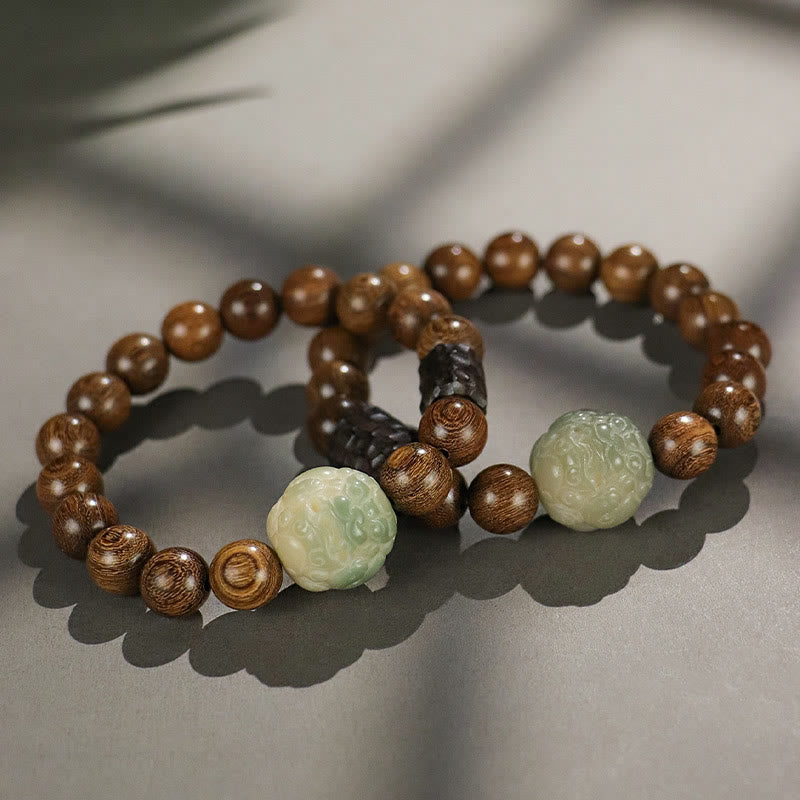 Pixiu-Armband mit Sandelholz und Bodhi-Samen zum Schutz