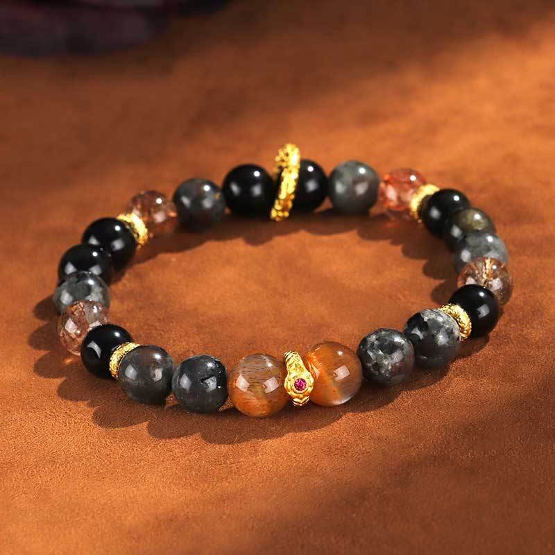 Sun Stone Lava Rock 8mm Positive Spiritual Bracelet