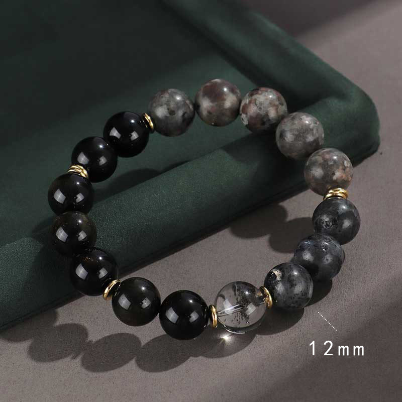 Om Mani Padme Hum Bracelet in Sterling Silver with Protection Stones