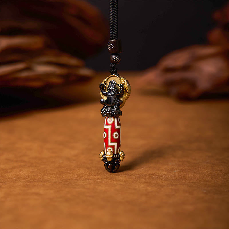 Tibet Dzi Bead Skull Necklace – Om Mani Padme Hum Mantra Wisdom