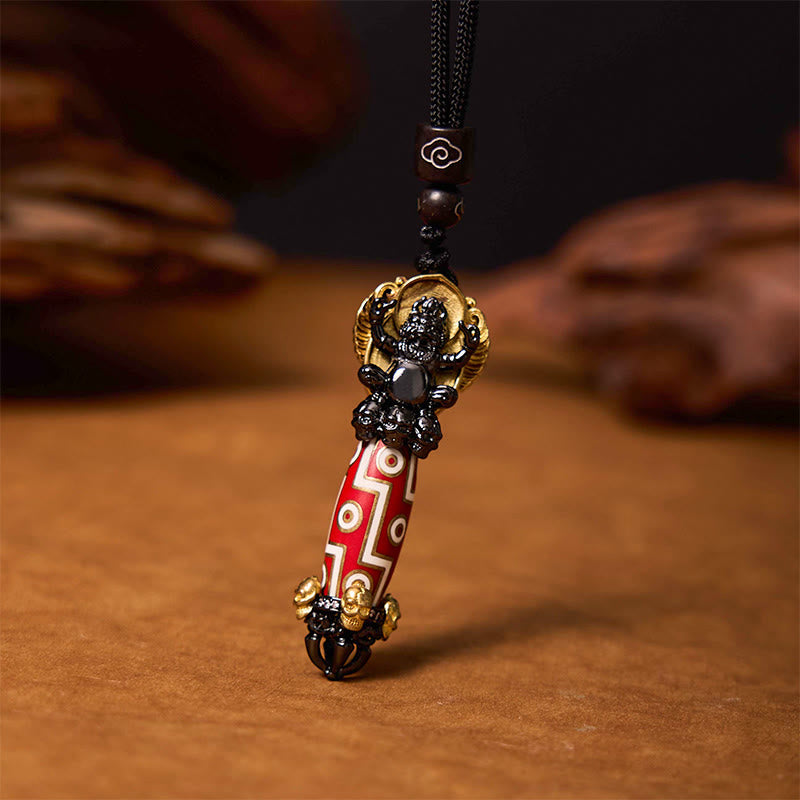 Tibet Dzi Bead Skull Necklace – Om Mani Padme Hum Mantra Wisdom