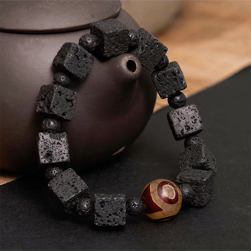 Lava Rock Dzi Bead Spiritual Bracelet for Protection
