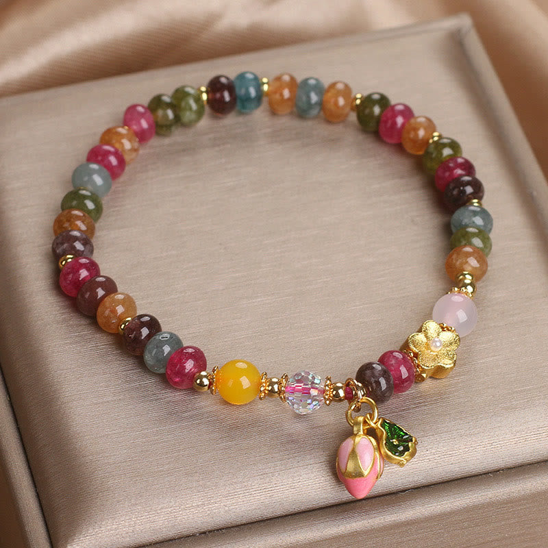 Turmalin Lotus Seedpod Weisheit Spirituelles Armband
