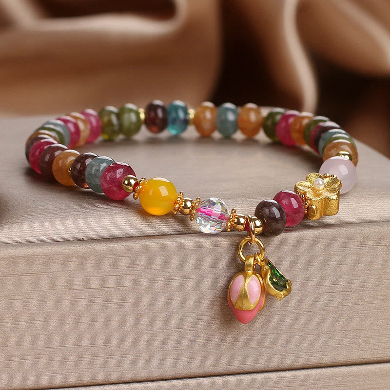 Turmalin Lotus Seedpod Weisheit Spirituelles Armband