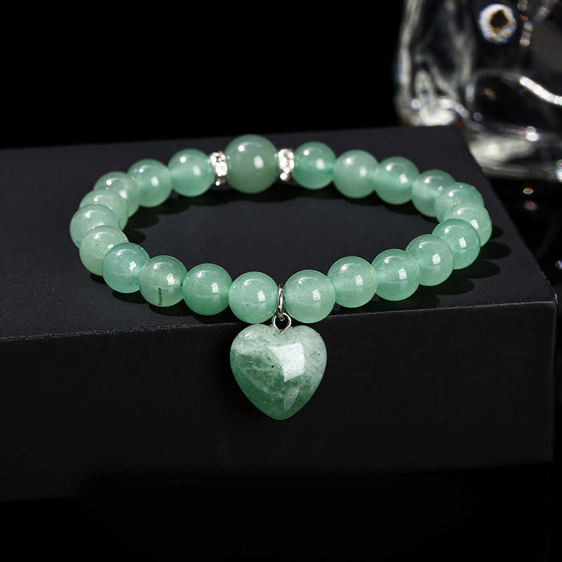 Green Aventurine Love Heart Balance Bracelet 8mm Beads