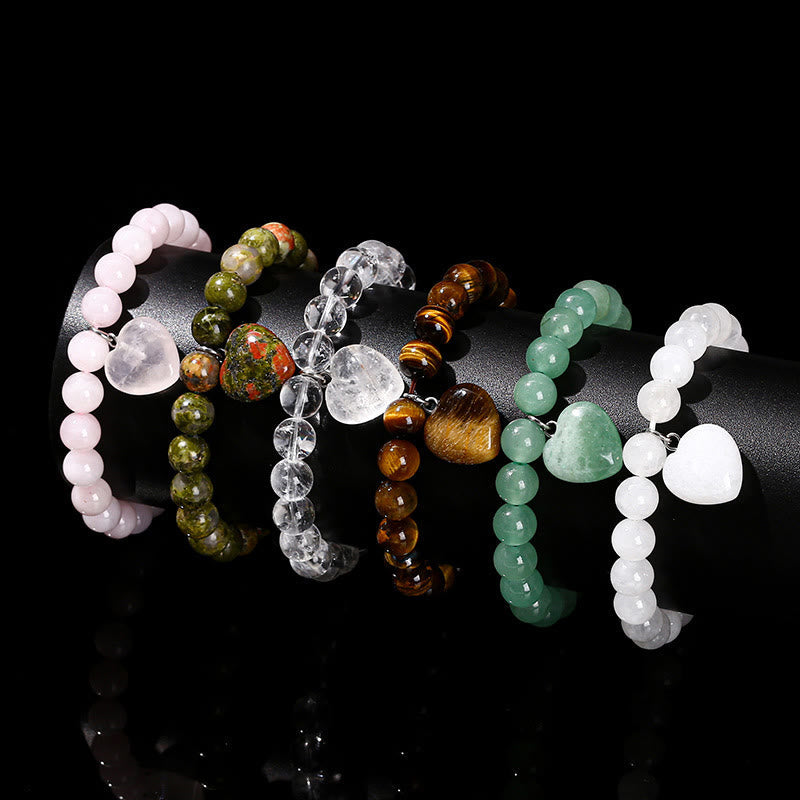 Green Aventurine Love Heart Balance Bracelet 8mm Beads