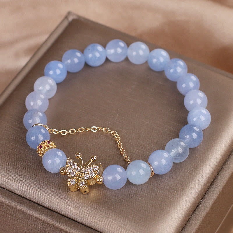 Aquamarine Butterfly Serenity Bracelet for Inner Peace