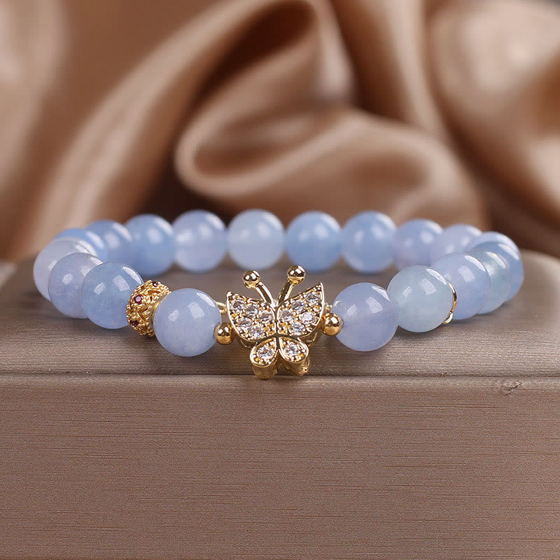 Aquamarine Butterfly Serenity Bracelet for Inner Peace