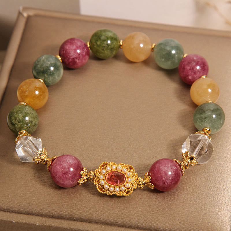 Tourmaline Pearl Pink Crystal Spiritual Bracelet