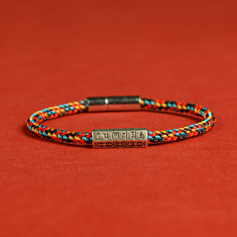 Om Mani Padme Hum String Bracelet in Sterling Silver | Spiritual Luck Protection