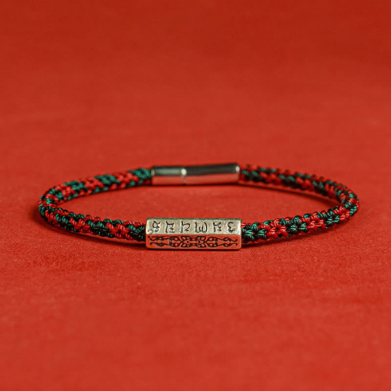 Om Mani Padme Hum String Bracelet in Sterling Silver | Spiritual Luck Protection