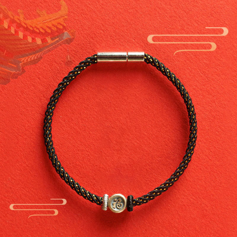 Rotes Glaubensarmband | 925 Sterling Silber Fu Symbol