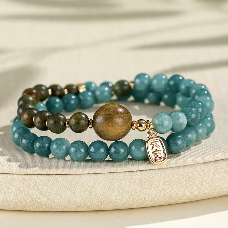 Blue Chalcedony Sandalwood Emotional Balance 6mm Bracelet