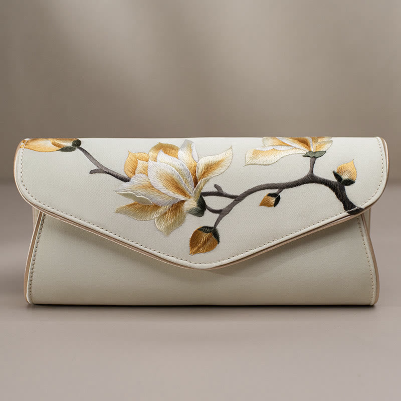 Magnolia Su bestickte mittelgroße Tasche für spirituelle Eleganz