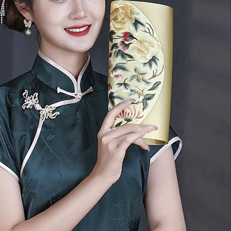 Elegante Umhängetasche mit Su-Stickerei, 24 cm, mit Blumenmuster