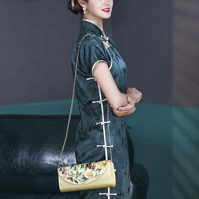 Elegante Umhängetasche mit Su-Stickerei, 24 cm, mit Blumenmuster