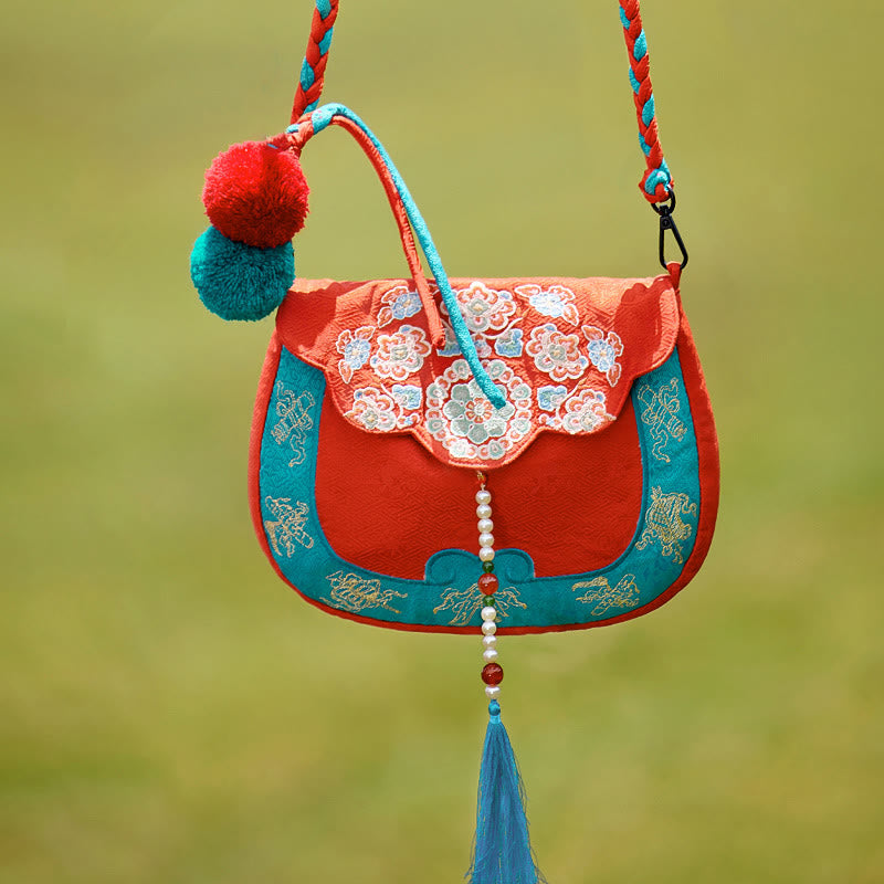 Umhängetasche mit ethnischer Su-Stickerei, 20 x 21 cm, für Yoga