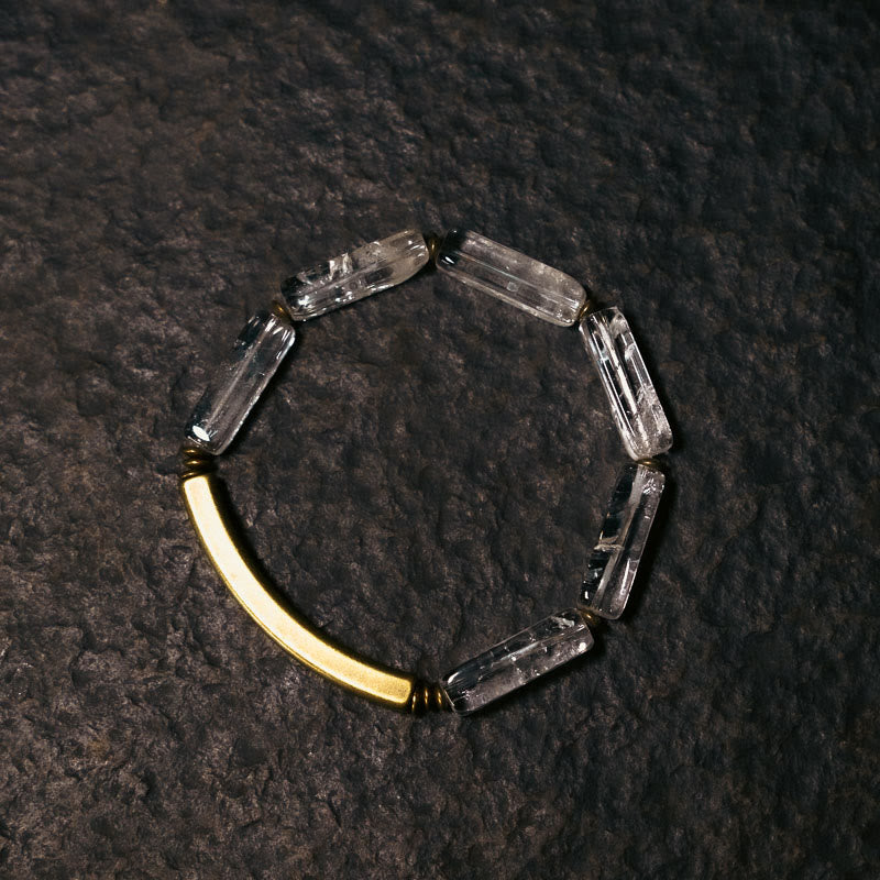 Unisex White Crystal Copper Bracelet for Luck & Healing Energy