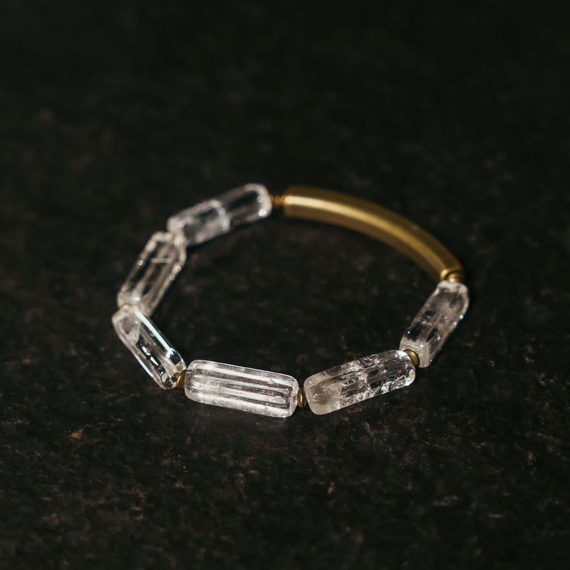 Unisex White Crystal Copper Bracelet for Luck & Healing Energy