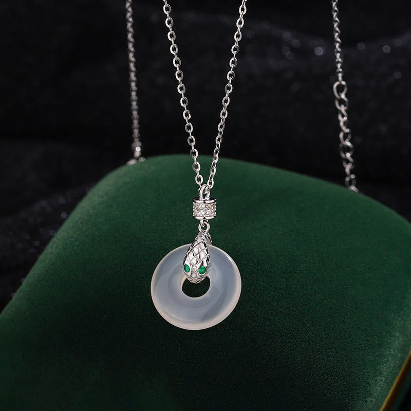 Unisex Chalcedony Peace Buckle Necklace | Healing & Protection