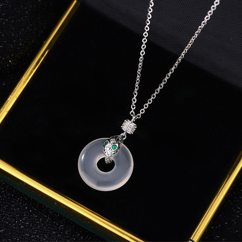 Unisex Chalcedony Peace Buckle Necklace | Healing & Protection