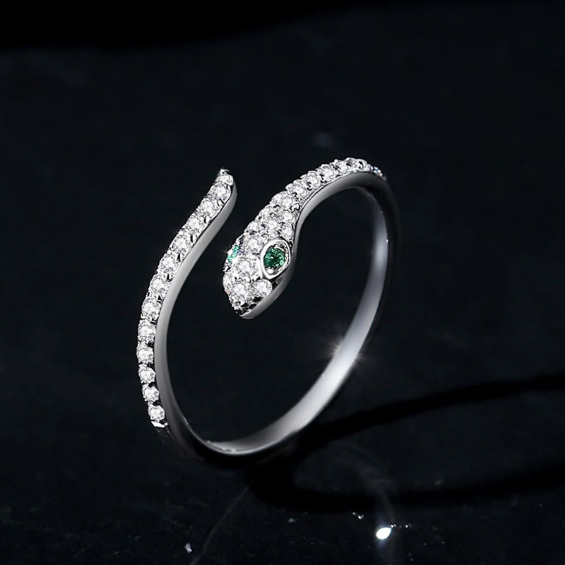 Silberner verstellbarer Schlangengeistring