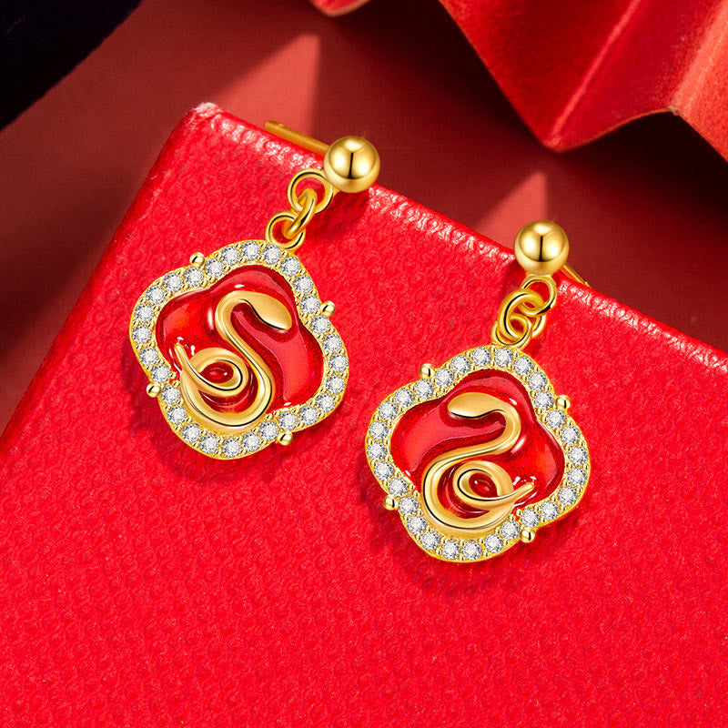 925 Sterling Silver Snake Blessing Earrings for Wisdom & Protection