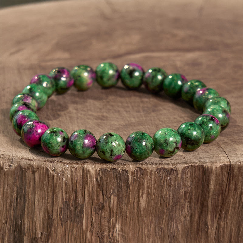 8 mm Rubin-Zoisit-Armband mit spiritueller Perlenverbindung