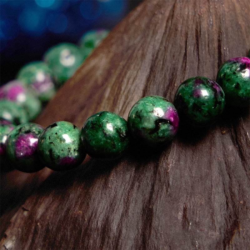 8 mm Rubin-Zoisit-Armband mit spiritueller Perlenverbindung