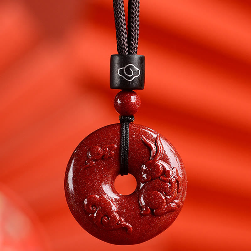 Cinnabar Chinese Zodiac Peace Buckle Necklace 32mm