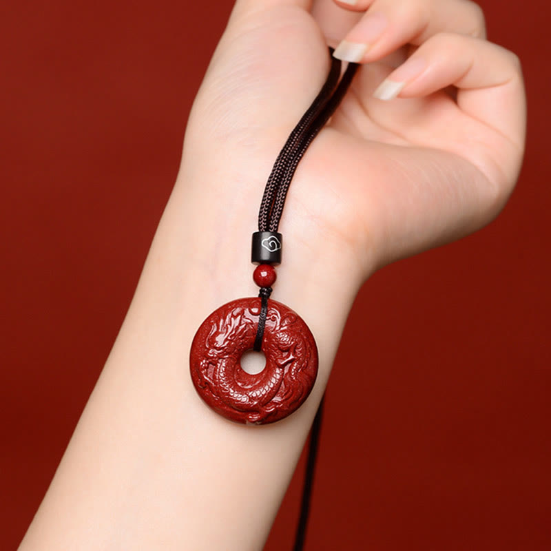 Cinnabar Chinese Zodiac Peace Buckle Necklace 32mm